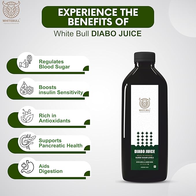 White Bull Diabo Tea (60 Tablets) and Diabo Juice(1L) Combo | Extract Blend for Diabetes Care | Supports Blood Sugar Balance & Metabolism | Vegan & Gluten-Free