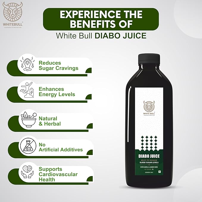 White Bull Diabo Tea (60 Tablets) and Diabo Juice(1L) Combo | Extract Blend for Diabetes Care | Supports Blood Sugar Balance & Metabolism | Vegan & Gluten-Free