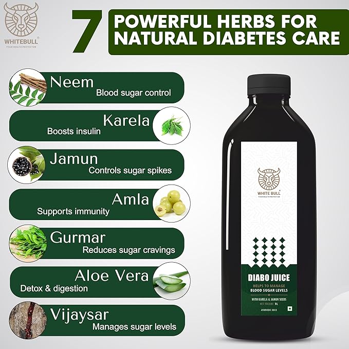 White Bull Diabo Tea (60 Tablets) and Diabo Juice(1L) Combo | Extract Blend for Diabetes Care | Supports Blood Sugar Balance & Metabolism | Vegan & Gluten-Free