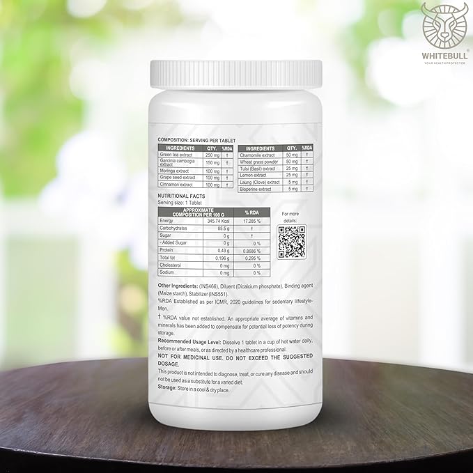 Diabo Tea – Green Tea Extract Blend for Diabetes Care | With Garcinia Cambogia, Moringa, Grape Seed, Cinnamon, Chamomile | Supports Metabolism & Blood Sugar Balance | 60 Tablets | Pack Of 2