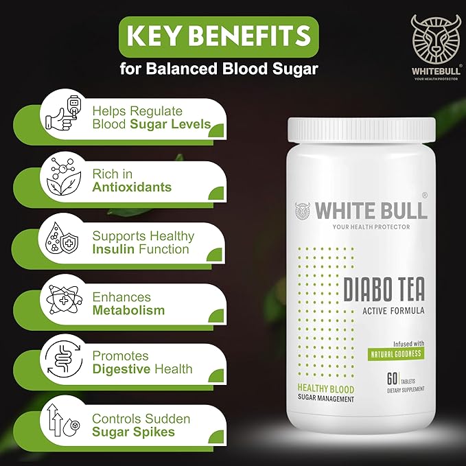 Diabo Tea – Green Tea Extract Blend for Diabetes Care | With Garcinia Cambogia, Moringa, Grape Seed, Cinnamon, Chamomile | Supports Metabolism & Blood Sugar Balance | 60 Tablets | Pack Of 2