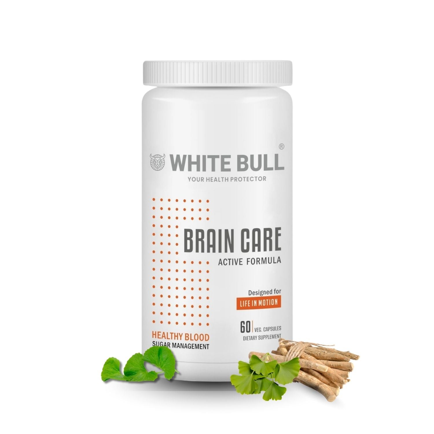 Brain Care | Herbal Brain Support Tablets for Memory Focus Cognitive Wellness With Ginkgo Biloba 1000mcg | Vegetarian Gluten & Paraben Free | 60 Capsules