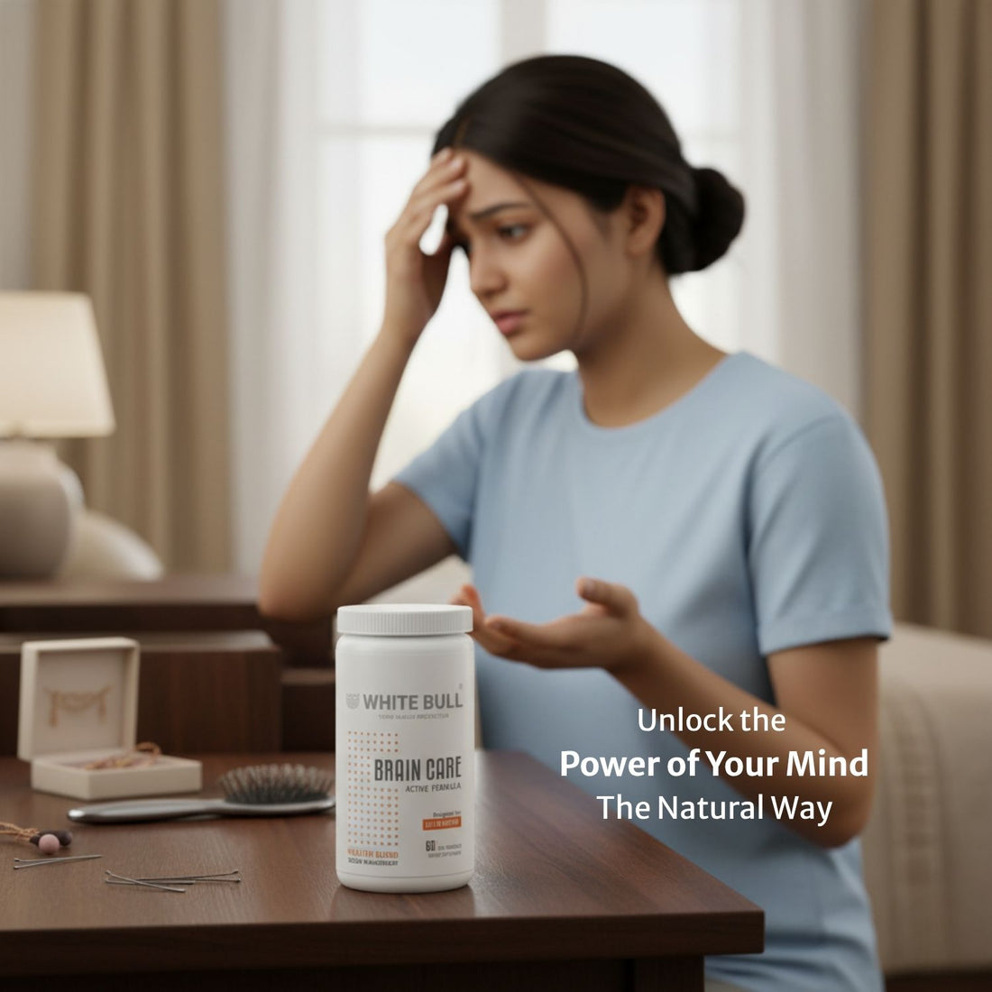 Brain Care | Herbal Brain Support Tablets for Memory Focus Cognitive Wellness With Ginkgo Biloba 1000mcg | Vegetarian Gluten & Paraben Free | 60 Capsules