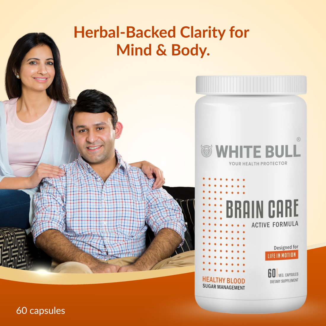 Brain Care | Herbal Brain Support Tablets for Memory Focus Cognitive Wellness With Ginkgo Biloba 1000mcg | Vegetarian Gluten & Paraben Free | 60 Capsules