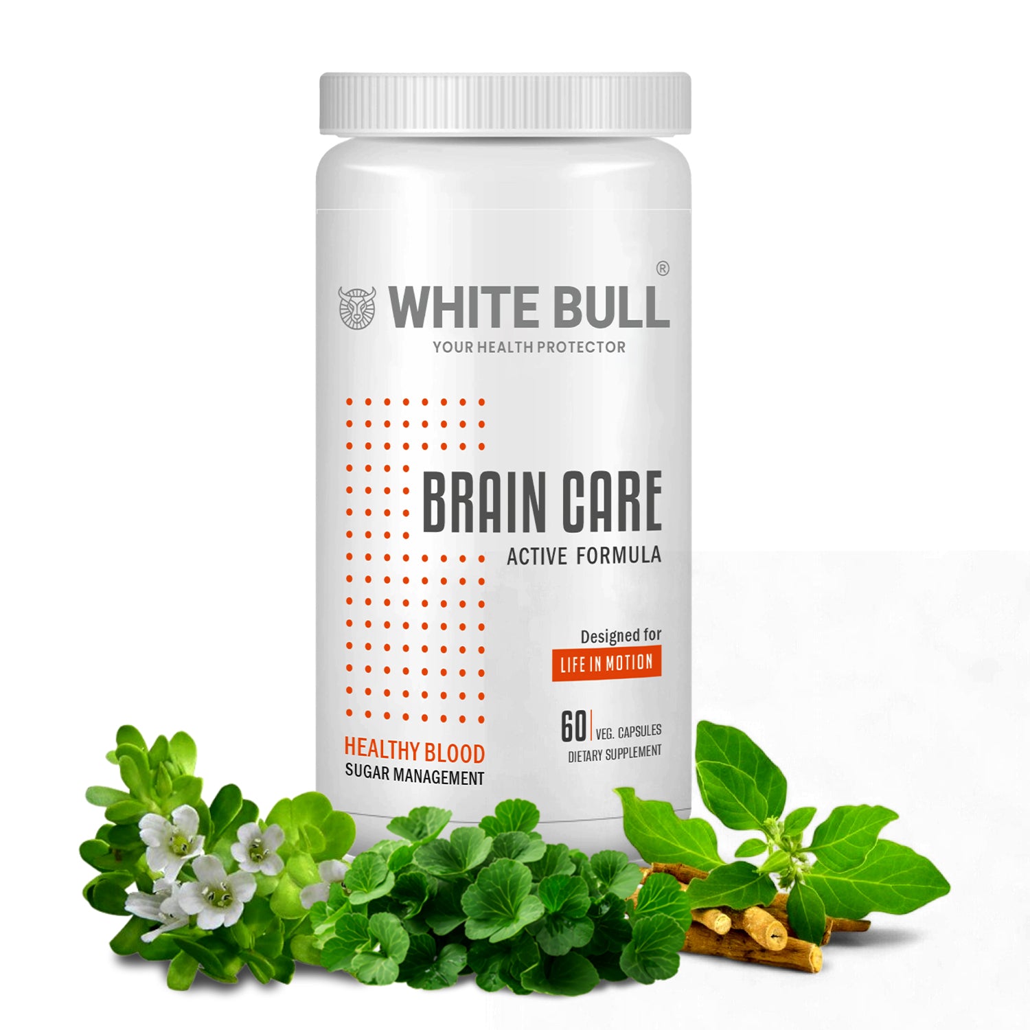 Brain Care | Herbal Brain Support Tablets for Memory Focus Cognitive Wellness With Ginkgo Biloba 1000mcg | Vegetarian Gluten & Paraben Free | 60 Capsules