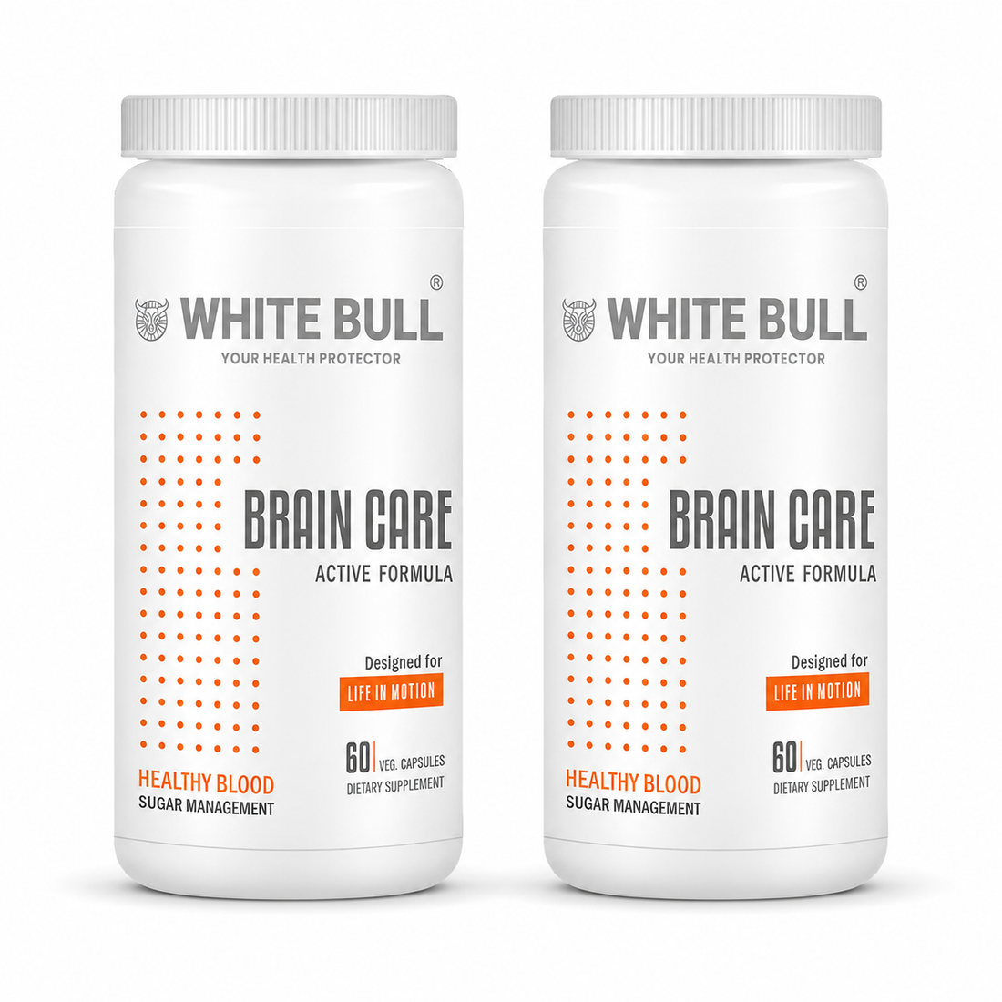 Brain Care | Herbal Brain Support Tablets for Memory Focus Cognitive Wellness With Ginkgo Biloba 1000mcg | Vegetarian Gluten & Paraben Free | 60 Capsules per Bottle | Pack of 2