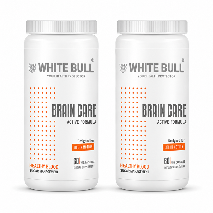 Brain Care | Herbal Brain Support Tablets for Memory Focus Cognitive Wellness With Ginkgo Biloba 1000mcg | Vegetarian Gluten & Paraben Free | 60 Capsules per Bottle | Pack of 2