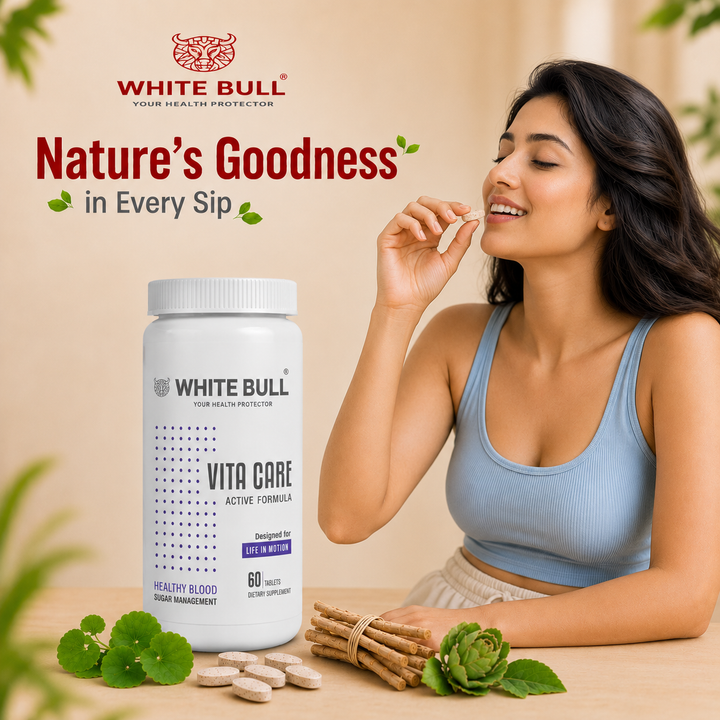 WHITE BULL Vita Care – Multivitamin for Diabetes Support | Enhances Insulin Production & Healthy Metabolism | With Essential Vitamins, Minerals & Antioxidants | 60 Tablets | Pack Of 1