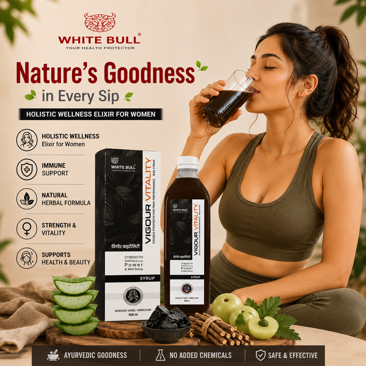 Vigour & Vitality Ras Syrup | Shilajit, Safed Museli and 9 Potent Ayurvedic Botanical Herbs | Enhances Physical performance & Stamina | 1 Lit