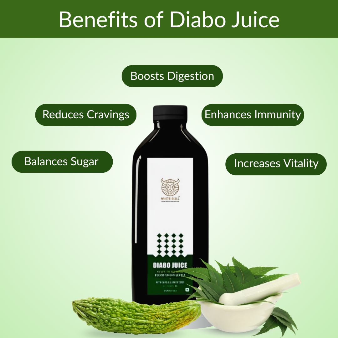 Diabo Juice – Natural Herbal Blend for Diabetes Care | With Neem, Karela, Jamun, Aloe Vera, Vijaysar, Gurmar, Methi & More | Supports Blood Sugar Balance & Metabolism | 100% Natural | 1L Bottle