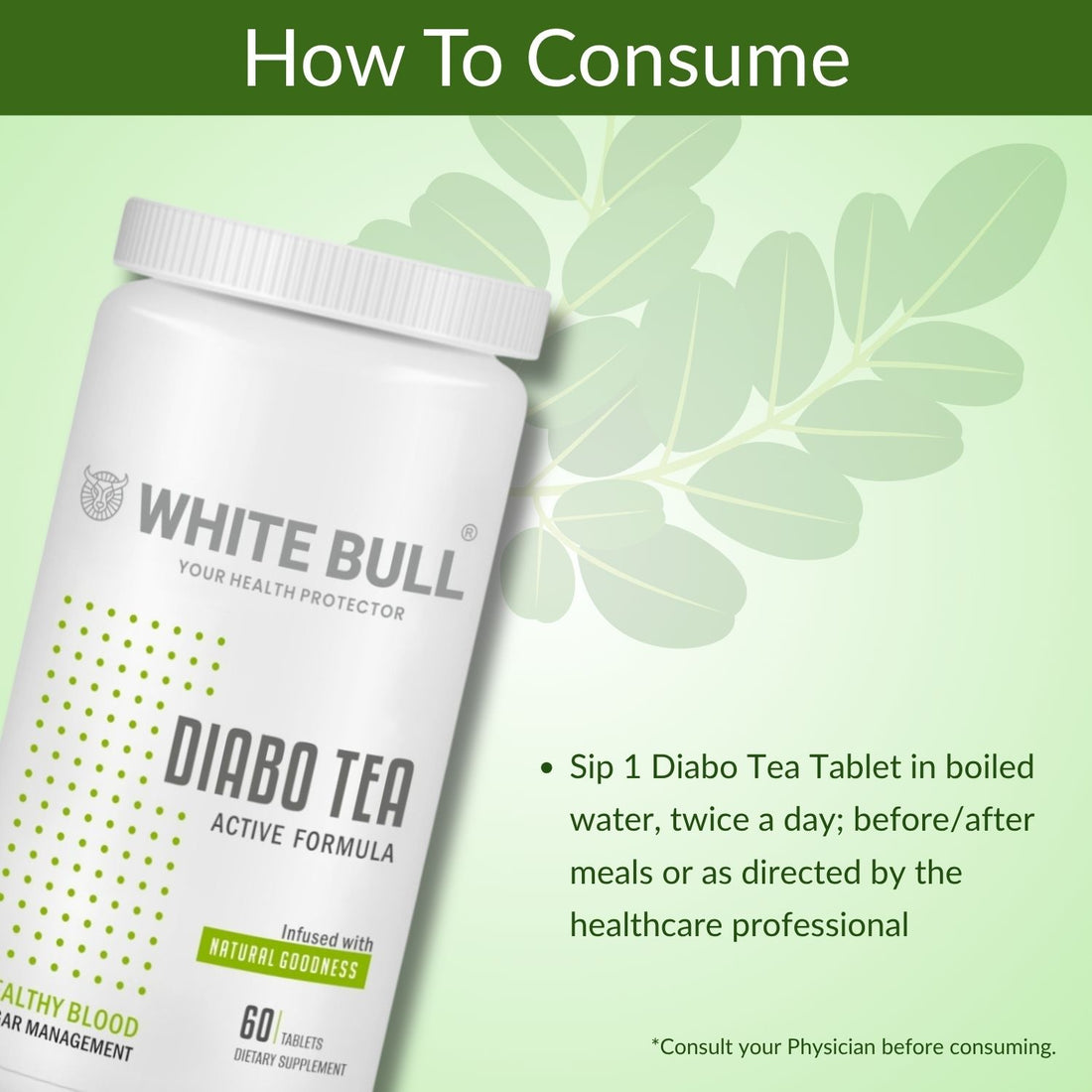 Diabo Tea (60 Tablets) | Extract Blend for Diabetes Care | Supports Blood Sugar Balance & Metabolism | Vegan & Gluten-Free