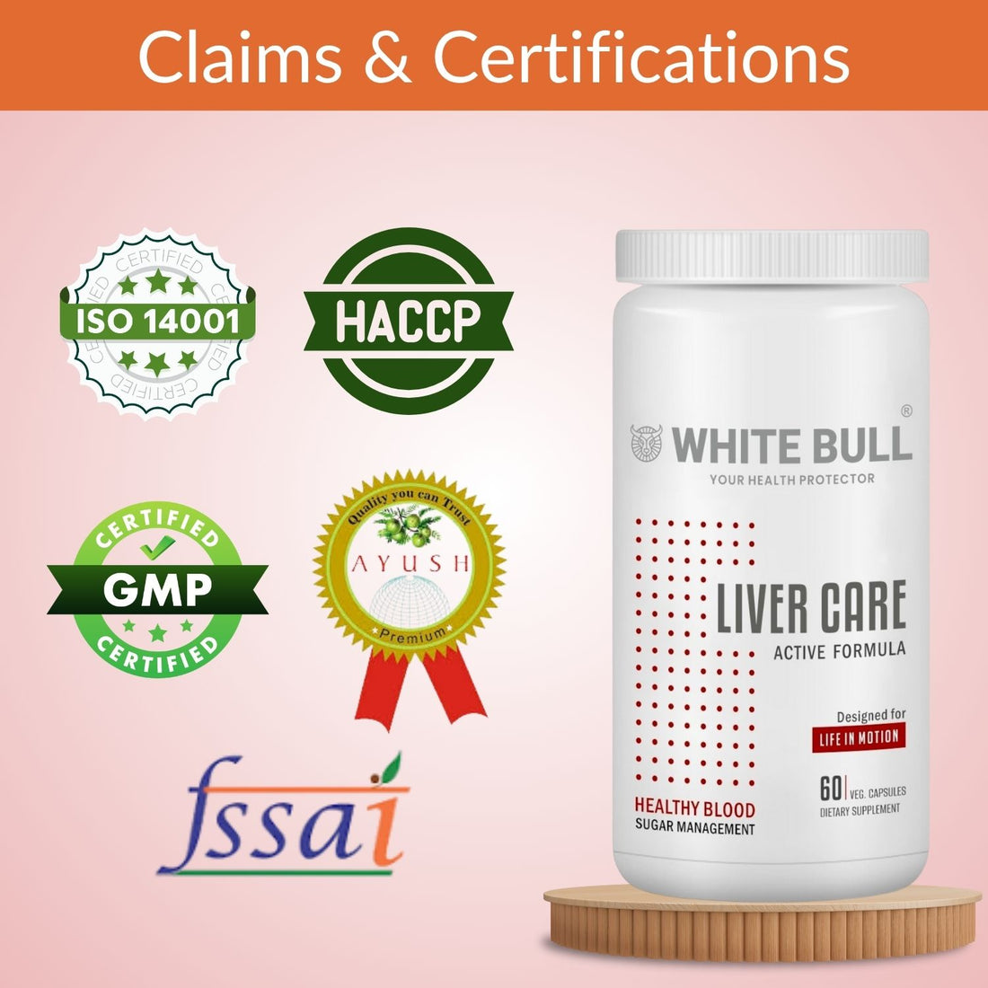 WHITE BULL Liver Care – Supplement for Liver Health | Milk Thistle, L-Glutathione, CoQ10  (60 Capsules)
