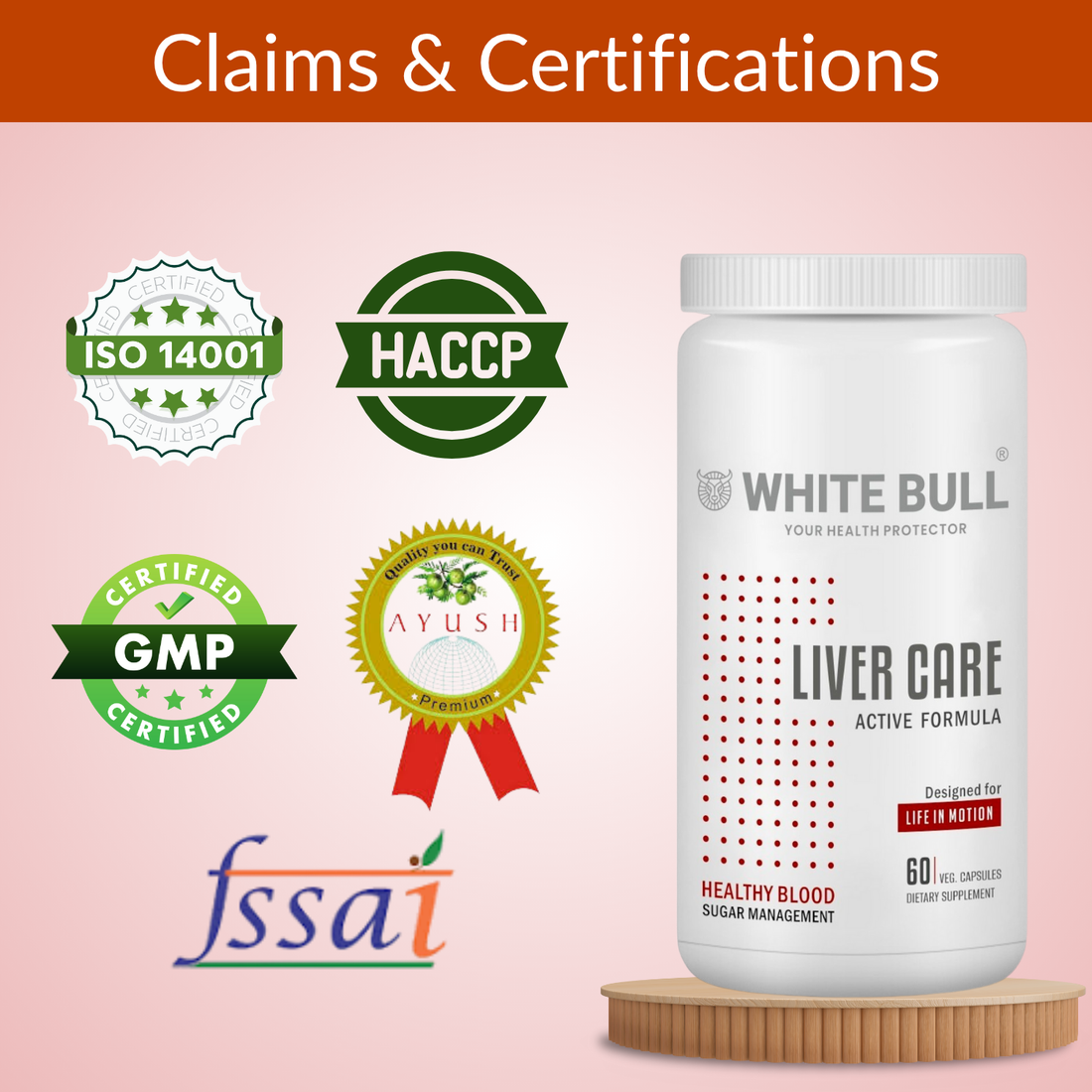 WHITE BULL Liver Care – Supplement for Liver Health | Milk Thistle, L-Glutathione, CoQ10  (60 Capsules)