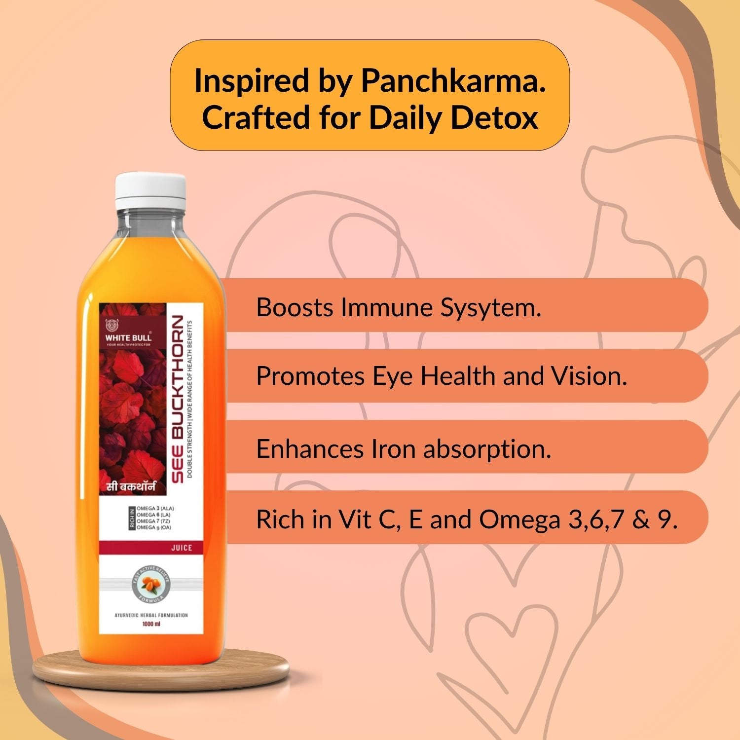 Sea Buckthorn Juice | Rich in Omega 3,6,7 & 9 | Powerful Natural Anti-Oxidant | Supports Immunity, Heart Health and Blood Circulation | 1 Lit