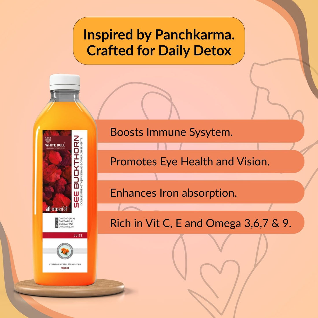 Sea Buckthorn Juice | Rich in Omega 3,6,7 & 9 | Powerful Natural Anti-Oxidant | Supports Immunity, Heart Health and Blood Circulation | 1 Lit