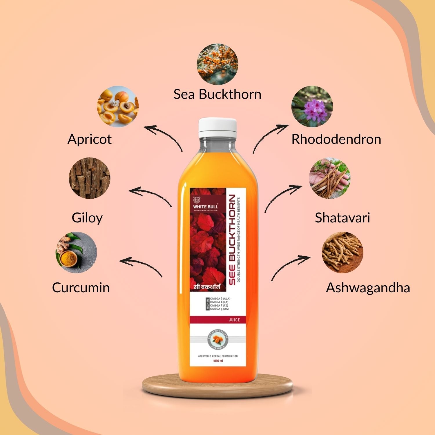 Sea Buckthorn Juice | Rich in Omega 3,6,7 & 9 | Powerful Natural Anti-Oxidant | Supports Immunity, Heart Health and Blood Circulation | 1 Lit