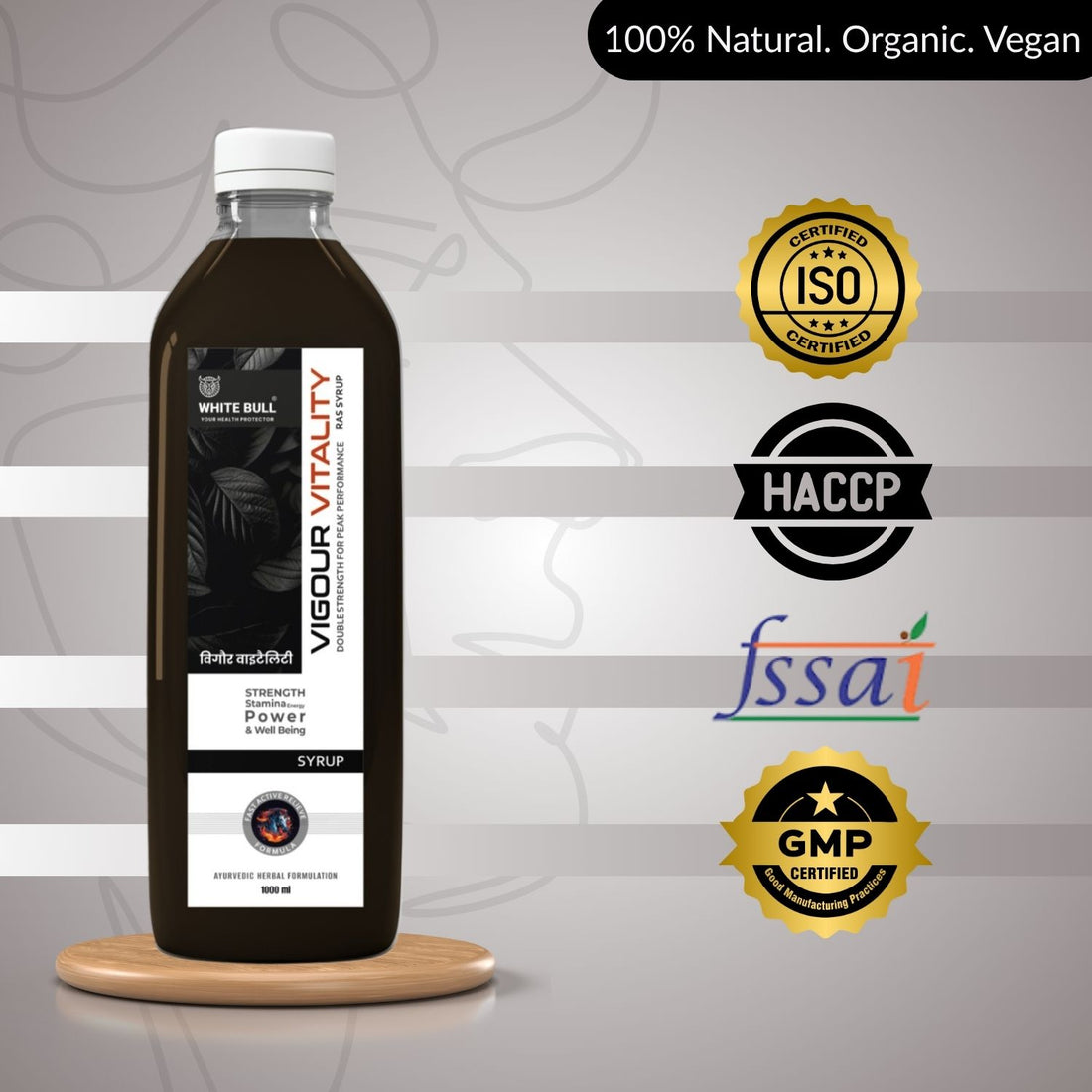 Vigour & Vitality Ras Syrup | Shilajit, Safed Museli and 9 Potent Ayurvedic Botanical Herbs | Enhances Physical performance & Stamina | 1 Lit