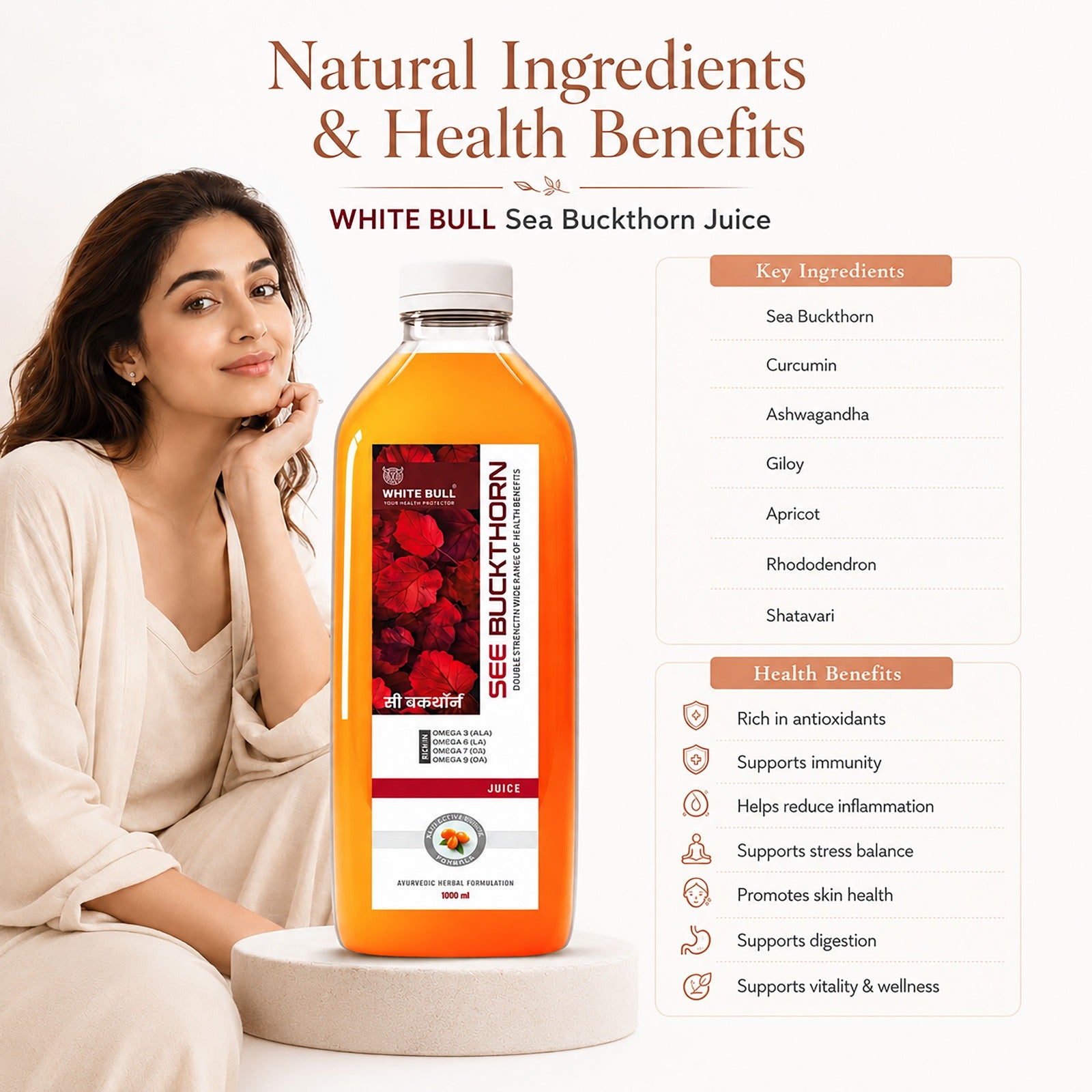 Sea Buckthorn Juice – Antioxidant Rich | Omega 3,6,7,9 | 1L