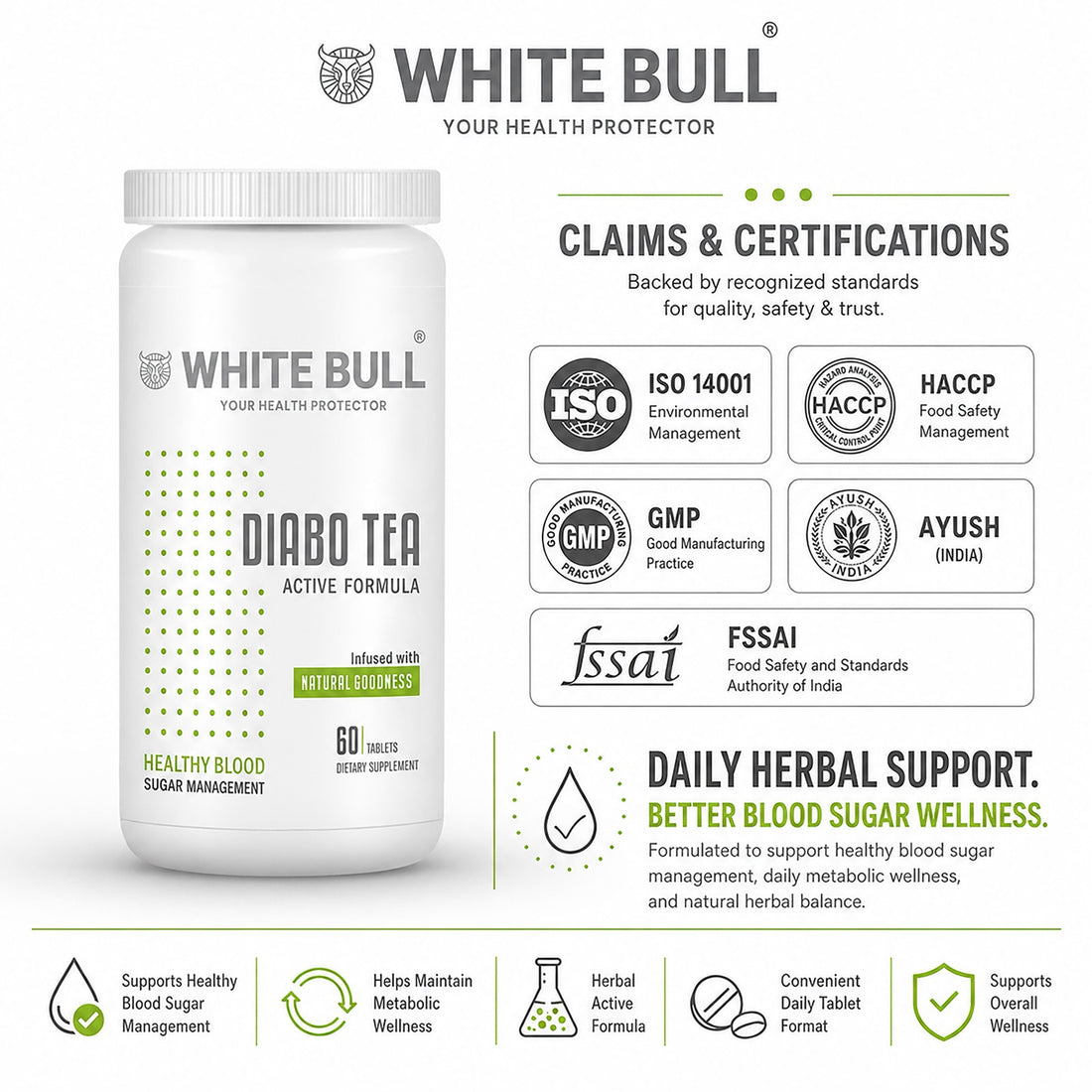 Diabo Tea (60 Tablets) | Extract Blend for Diabetes Care | Supports Blood Sugar Balance & Metabolism | Vegan & Gluten-Free