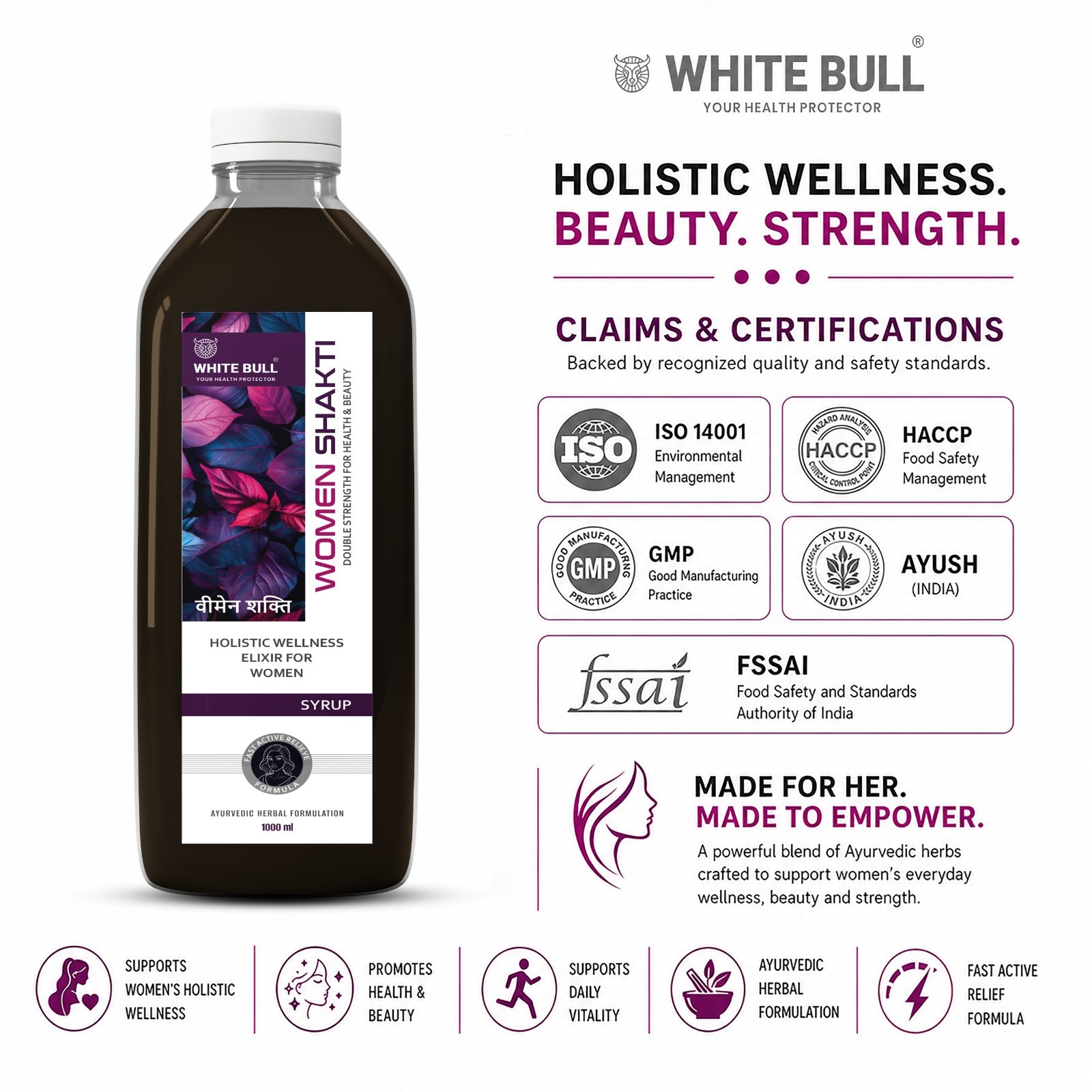 Women Shakti Juice | Supports Female Health, Natural Rhythm & Vitality | Supports and helps with PMS and PCOS Symptoms | 1 Lit