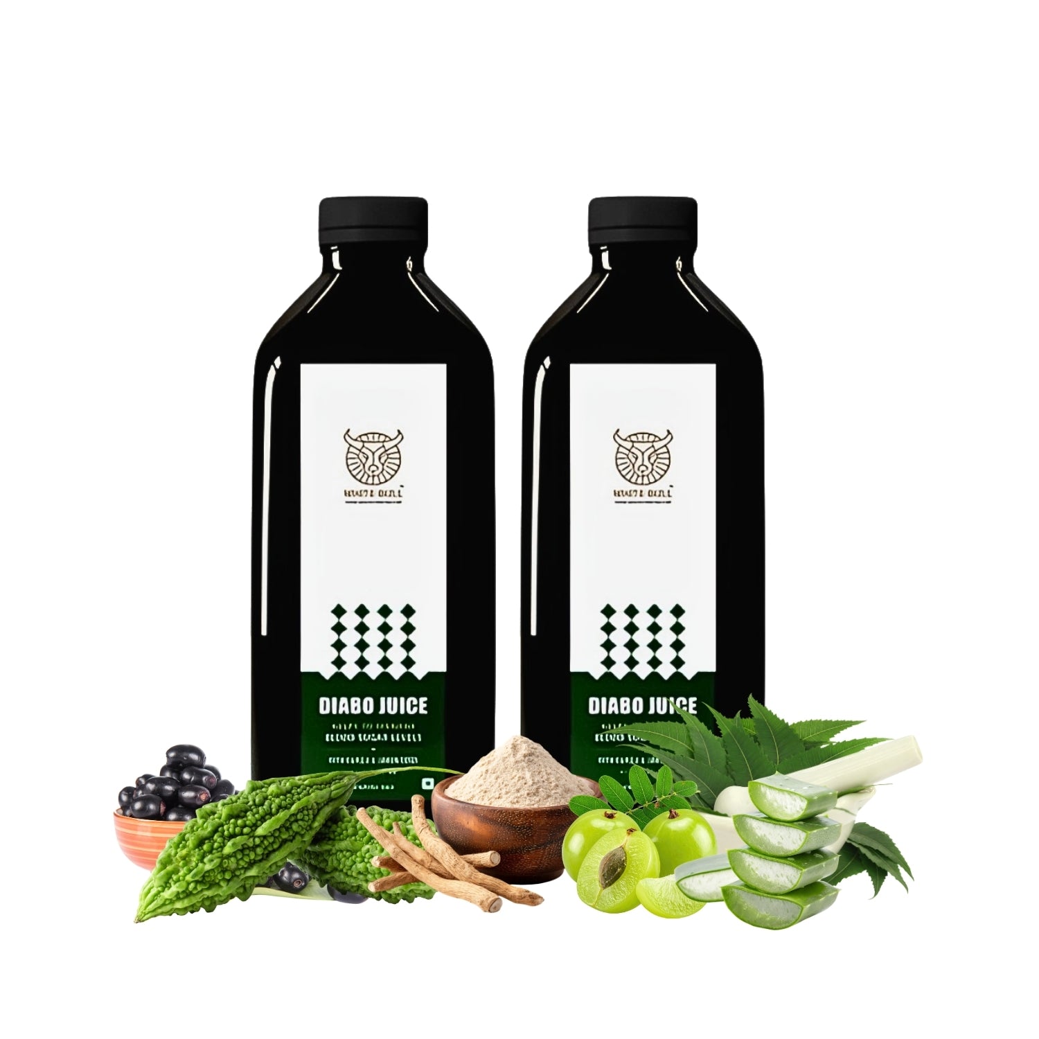 Diabo Juice (Pack of 2) – Natural Herbal Blend for Diabetes Care | With Neem, Karela, Jamun, Aloe Vera, Vijaysar, Gurmar, Methi & More | Supports Blood Sugar Balance & Metabolism | 100% Natural | 1L Bottle