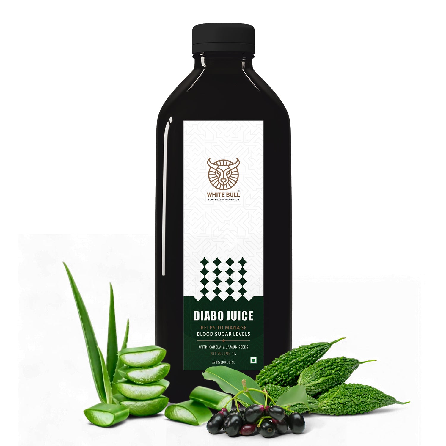 Diabo Juice – Natural Herbal Blend for Diabetes Care | With Neem, Karela, Jamun, Aloe Vera, Vijaysar, Gurmar, Methi & More | Supports Blood Sugar Balance & Metabolism | 100% Natural | 1L Bottle