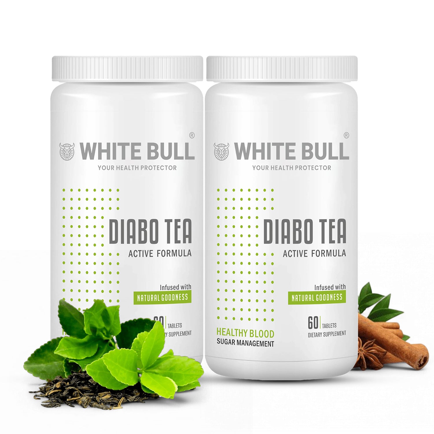 Diabo Tea – Green Tea Extract Blend for Diabetes Care | With Garcinia Cambogia, Moringa, Grape Seed, Cinnamon, Chamomile | Supports Metabolism & Blood Sugar Balance | 60 Tablets | Pack Of 2