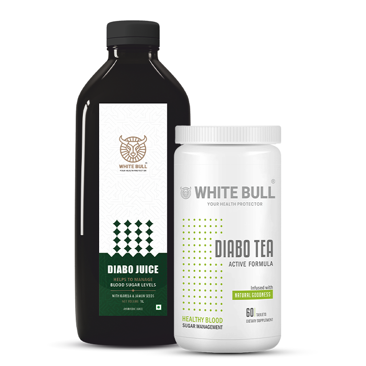 White Bull Diabo Tea (60 Tablets) and Diabo Juice(1L) Combo | Extract Blend for Diabetes Care | Supports Blood Sugar Balance & Metabolism | Vegan & Gluten-Free