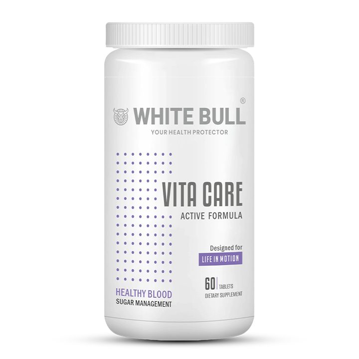 WHITE BULL Vita Care – Multivitamin for Diabetes Support | Enhances Insulin Production & Healthy Metabolism | With Essential Vitamins, Minerals & Antioxidants | 60 Tablets | Pack Of 1